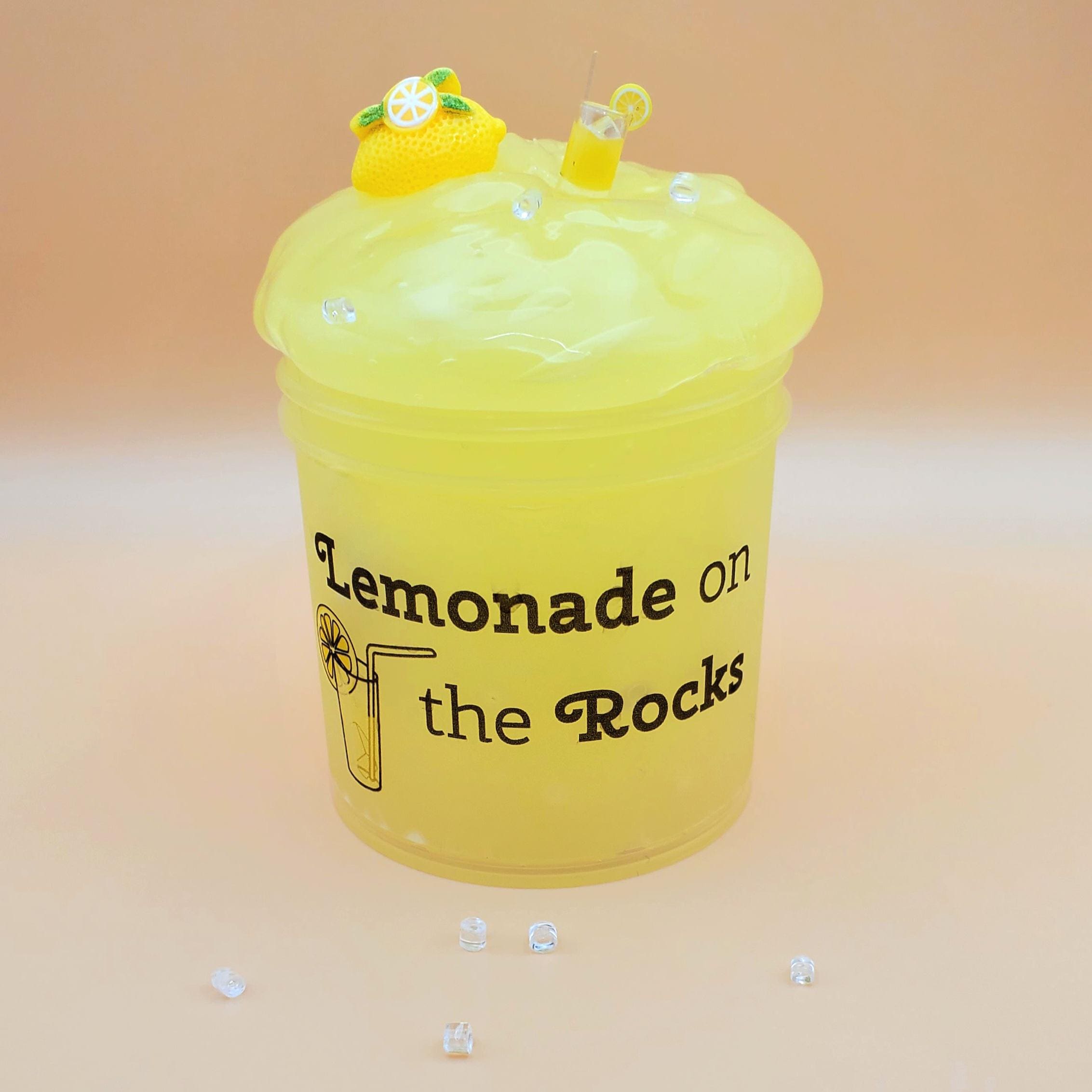 Lemonade on the Rocks Slime, Scented Glossy Yellow Slime with Lemon Charm